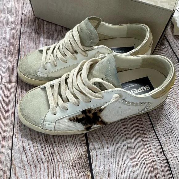 Golden Goose Superstar Sneakers in White and Beige - Picture 2 of 13